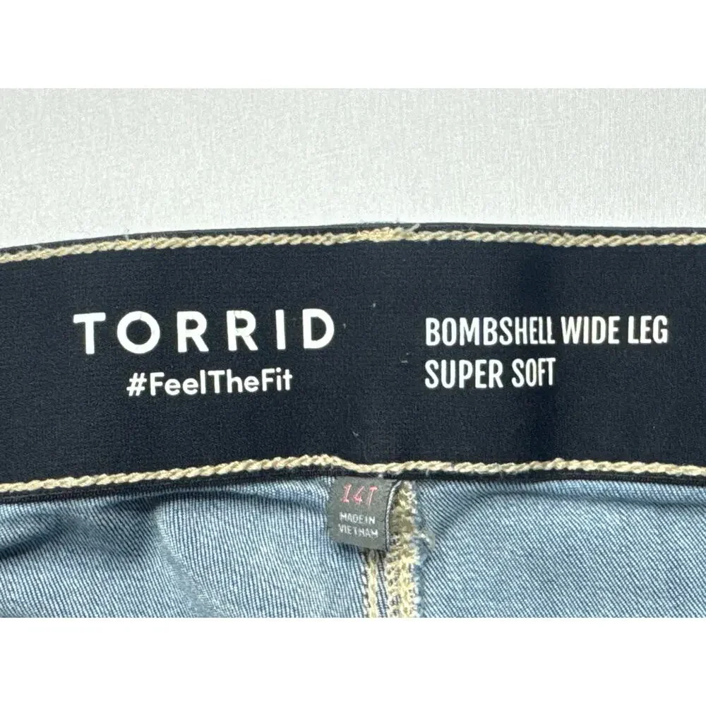 Torrid Women's Bombshell Wide Leg Super Soft Blue Jeans - 14T (37x31.5) - Picture 3 of 6